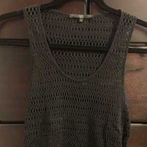 Tibi Crochet Knit Cotton Tank Top Black Medium